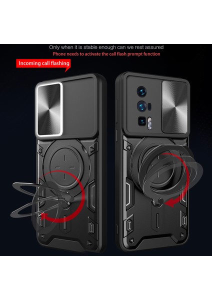 Xiaomi Poco F5 Pro /redmi K60 /K60 Pro Için Çift Katmanlı Telefon Kılıfı, Slayt Kamera Kapağı ve Metal Gizli Braket ile Siyah (Yurt Dışından) fiyatları