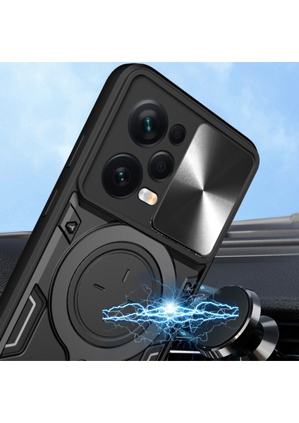 Xiaomi Redmi Note 12 Pro 5g Için Çift Katmanlı Telefon Kılıfı, Slayt Kamera Kapağı ve Metal Gizli Braket ile Gümüş (Yurt Dışından) modelleri