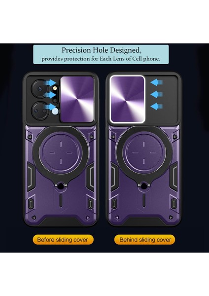 Honor X7A Için Çift Katmanlı Telefon Kılıfı, Slayt Kamera Kapağı ve Metal Gizli Braket ile Mor (Yurt Dışından) fiyatları