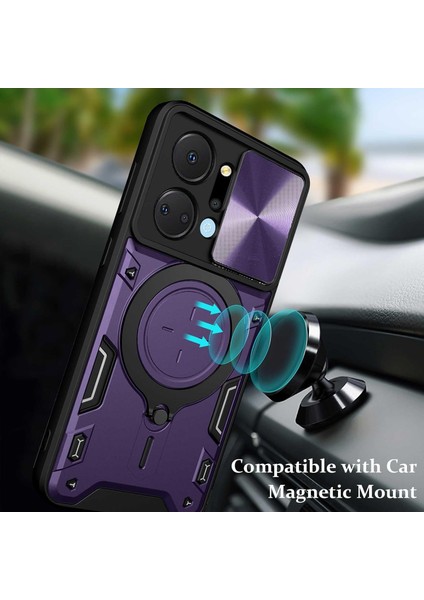 Honor X7A Için Çift Katmanlı Telefon Kılıfı, Slayt Kamera Kapağı ve Metal Gizli Braket ile Mor (Yurt Dışından) modelleri