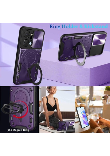 Honor X7A Için Çift Katmanlı Telefon Kılıfı, Slayt Kamera Kapağı ve Metal Gizli Braket ile Mor (Yurt Dışından) indirimleri