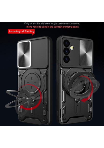 Samsung Galaxy M34 5g Için Çift Katmanlı Telefon Kılıfı, Slayt Kamera Kapağı ve Metal Gizli Braket ile Siyah (Yurt Dışından)