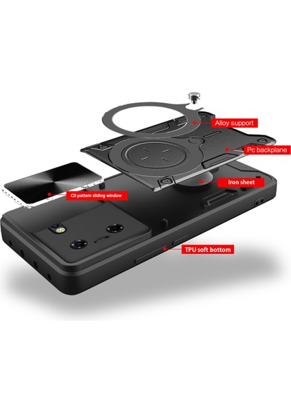 Tecon Pova 5 Için Çift Katmanlı Telefon Kılıfı, Slayt Kamera Kapağı ve Metal Gizli Braket ile Kırmızı (Yurt Dışından) fırsatları