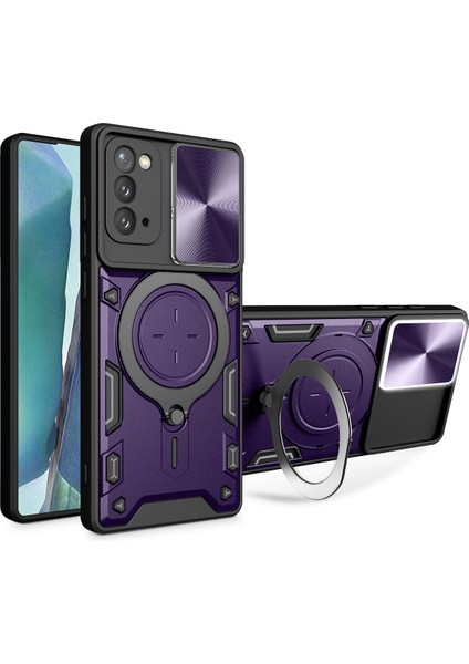 Samsung Galaxy Noto 20 Için Çift Katmanlı Telefon Kılıfı, Slayt Kamera Kapağı ve Metal Gizli Braket ile Mor (Yurt Dışından)