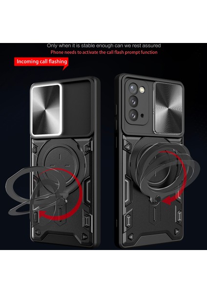 Samsung Galaxy Noto 20 Için Çift Katmanlı Telefon Kılıfı, Slayt Kamera Kapağı ve Metal Gizli Braket ile Mor (Yurt Dışından)