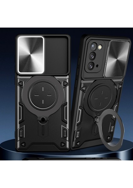 Samsung Galaxy Noto 20 Için Çift Katmanlı Telefon Kılıfı, Slayt Kamera Kapağı ve Metal Gizli Braket ile Mor (Yurt Dışından)