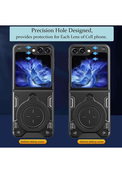 Samsung Galaxy Z Flip 5 Için Çift Katmanlı Telefon Kılıfı, Metal Gizli Braket ile Siyah (Yurt Dışından) fiyatları