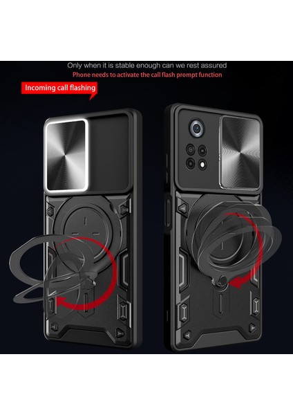 Xiaomi Poco X4 Pro 5g Için Çift Katmanlı Telefon Kılıfı, Slayt Kamera Kapağı ve Metal Gizli Braket ile Siyah (Yurt Dışından) fiyatları