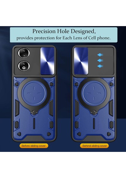 Honor 90 5g Için Çift Katmanlı Telefon Kılıfı, Slayt Kamera Kapağı ve Metal Gizli Braket ile Mavi (Yurt Dışından) fiyatları