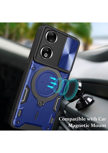 Honor 90 5g Için Çift Katmanlı Telefon Kılıfı, Slayt Kamera Kapağı ve Metal Gizli Braket ile Mavi (Yurt Dışından) modelleri