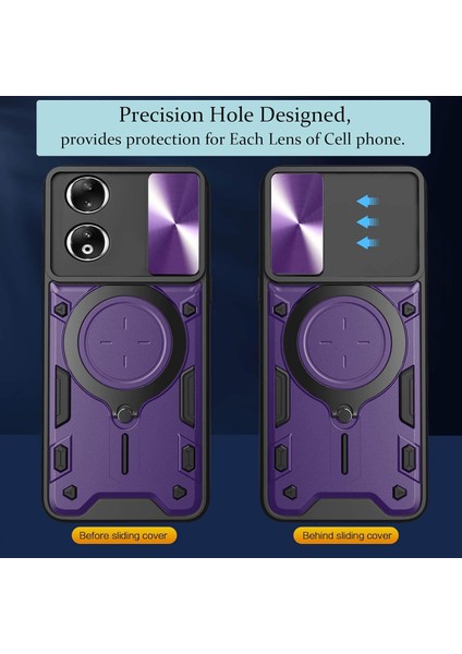 Honor 90 5g Için Çift Katmanlı Telefon Kılıfı, Slayt Kamera Kapağı ve Metal Gizli Braket ile Mor (Yurt Dışından) fiyatları
