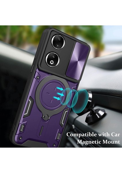 Honor 90 5g Için Çift Katmanlı Telefon Kılıfı, Slayt Kamera Kapağı ve Metal Gizli Braket ile Mor (Yurt Dışından) modelleri