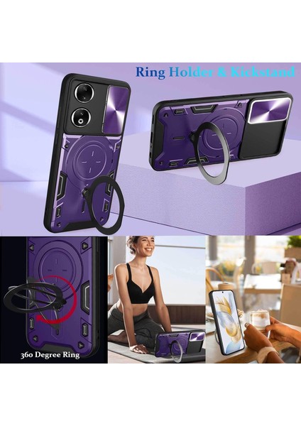 Honor 90 5g Için Çift Katmanlı Telefon Kılıfı, Slayt Kamera Kapağı ve Metal Gizli Braket ile Mor (Yurt Dışından) indirimleri