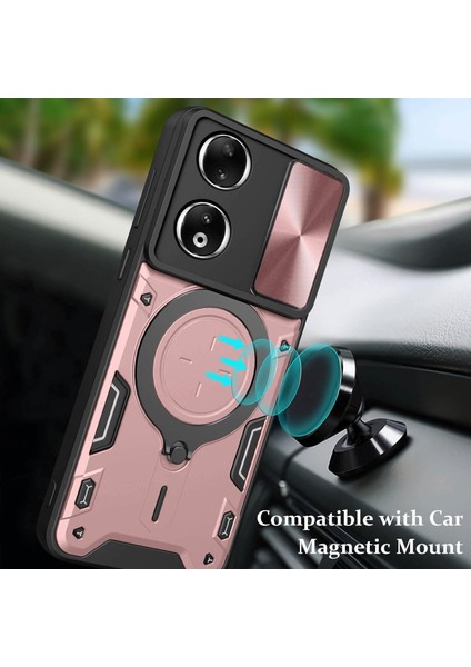 Honor 90 5g Için Çift Katmanlı Telefon Kılıfı, Slayt Kamera Kapağı ve Metal Gizli Braket ile Rose Gold (Yurt Dışından) modelleri