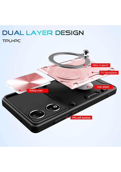 Honor 90 5g Için Çift Katmanlı Telefon Kılıfı, Slayt Kamera Kapağı ve Metal Gizli Braket ile Rose Gold (Yurt Dışından) fırsatları
