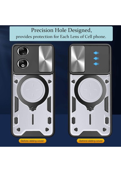 Honor 90 5g Için Çift Katmanlı Telefon Kılıfı, Slayt Kamera Kapağı ve Metal Gizli Braket ile Gümüş (Yurt Dışından) fiyatları