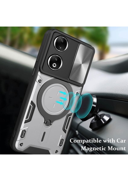 Honor 90 5g Için Çift Katmanlı Telefon Kılıfı, Slayt Kamera Kapağı ve Metal Gizli Braket ile Gümüş (Yurt Dışından) modelleri