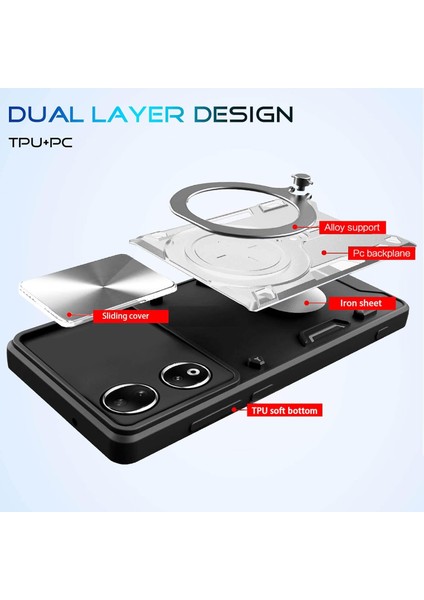 Honor 90 5g Için Çift Katmanlı Telefon Kılıfı, Slayt Kamera Kapağı ve Metal Gizli Braket ile Gümüş (Yurt Dışından) fırsatları