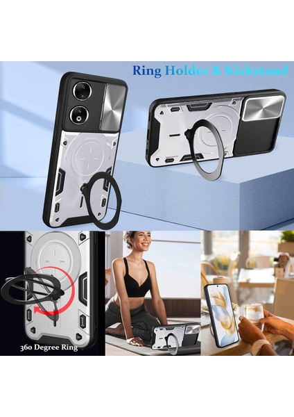 Honor 90 5g Için Çift Katmanlı Telefon Kılıfı, Slayt Kamera Kapağı ve Metal Gizli Braket ile Gümüş (Yurt Dışından) indirimleri