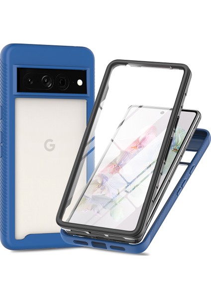 Google Pixel 8 Pro Için Yerleşik Ekran 360 Tam Koruma Telefon Kılıfı - Lacivert (Yurt Dışından)
