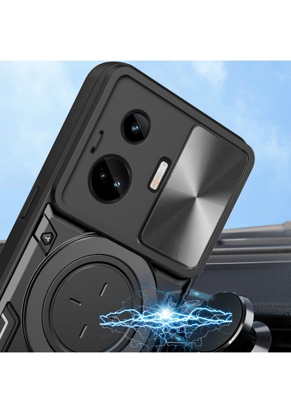 Realme Gt3 / Gt Neo 5 Için Çift Katmanlı Telefon Kılıfı, Slayt Kamera Kapağı ve Metal Gizli Braket ile Kırmızı (Yurt Dışından) modelleri