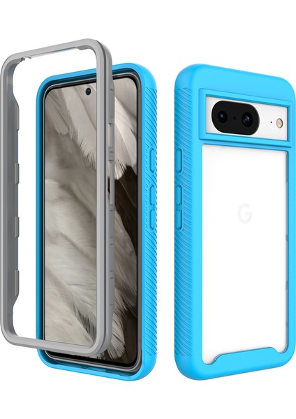 Google Pixel 8 Için Hibrit Bumper Tam Koruma Telefon Kılıfı - Mavi (Yurt Dışından)