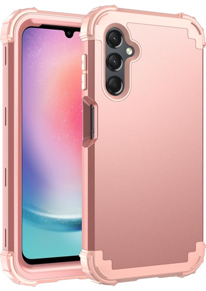 Samsung Galaxy A24 4g Için Yumuşak Silikon Sert Pc Tampon Telefon Kılıfı - Rose Gold (Yurt Dışından)
