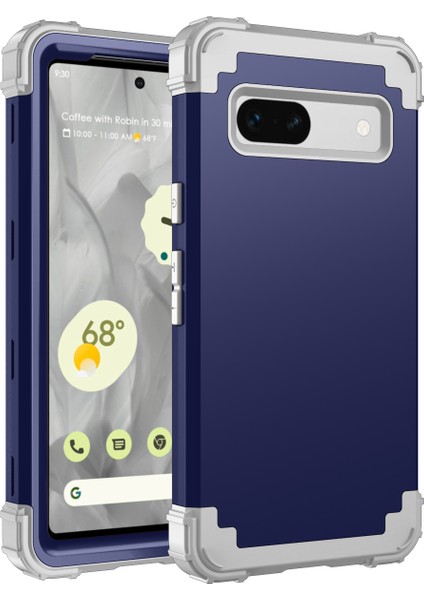 Google Pixel 7A Için Yumuşak Silikon Sert Pc Tampon Telefon Kılıfı - Lacivert (Yurt Dışından)