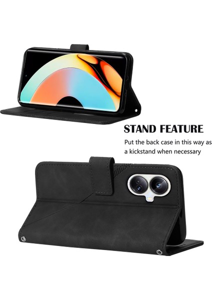 Realme 10 Pro+ 5g Için Kabartmalı Pu Deri Stand Cüzdan Telefon Kılıfı - Siyah (Yurt Dışından) fiyatları
