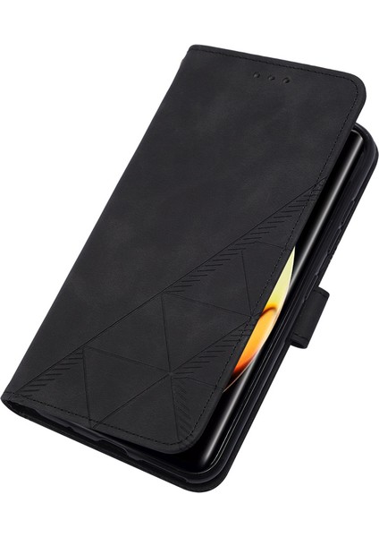 Realme 10 Pro+ 5g Için Kabartmalı Pu Deri Stand Cüzdan Telefon Kılıfı - Siyah (Yurt Dışından) modelleri