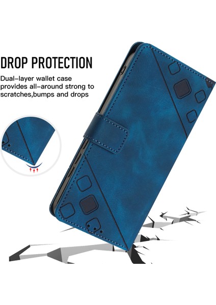 Honor X6A Için Kabartmalı Deri Cüzdan Stand Telefon Kılıfı - Mavi (Yurt Dışından) fiyatları
