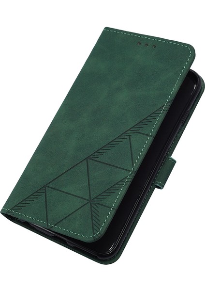 Tecno Spark 10C Için Kabartmalı Pu Deri Stand Cüzdan Telefon Kılıfı - Yeşil (Yurt Dışından)