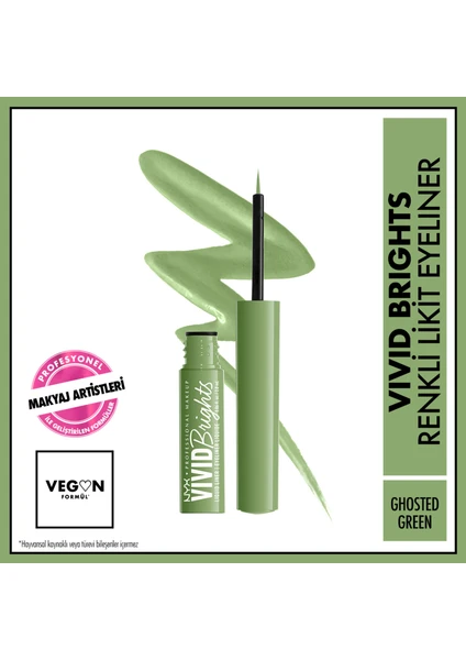 Nyx Professional Makeup Vivid Brights Likit Eyeliner - Ghosted Green