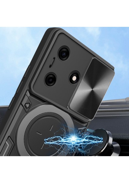 Tecno Spark 10 / Spark 10C Için Çift Katmanlı Telefon Kılıfı, Slayt Kamera Kapağı ve Metal Gizli Braket ile Rose Gold (Yurt Dışından) modelleri