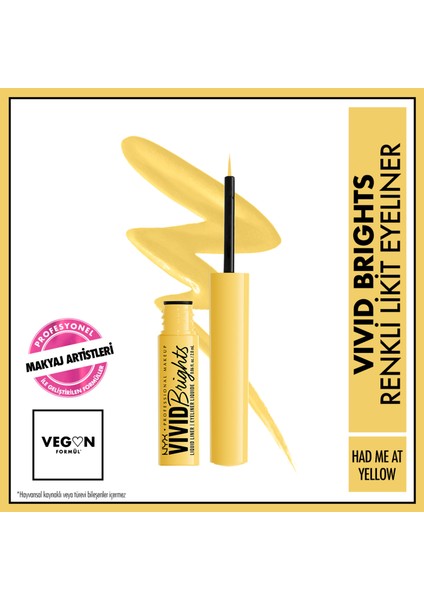 Nyx Professional Makeup Vivid Brights Likit Eyeliner - Had Me At Yellow