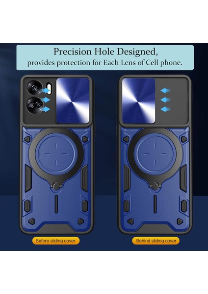 Honor 90 Lite 5g Için Çift Katmanlı Telefon Kılıfı, Slayt Kamera Kapağı ve Metal Gizli Braket ile Mavi (Yurt Dışından) fiyatları