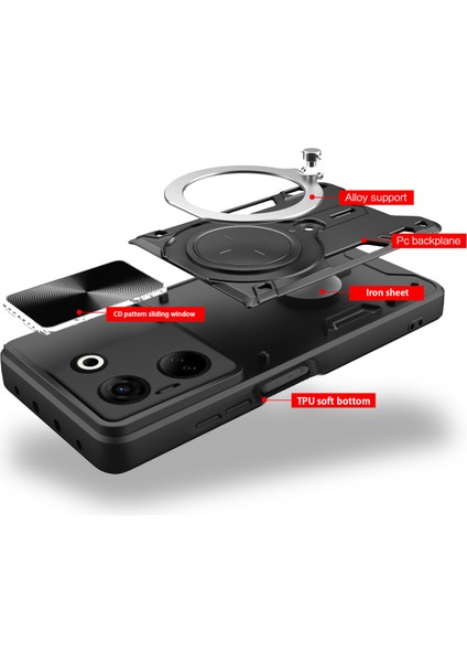 Tecno Camon 20 / Camon 20 Pro Için Çift Katmanlı Telefon Kılıfı, Slayt Kamera Kapağı ve Metal Gizli Braket ile Mor (Yurt Dışından) fırsatları