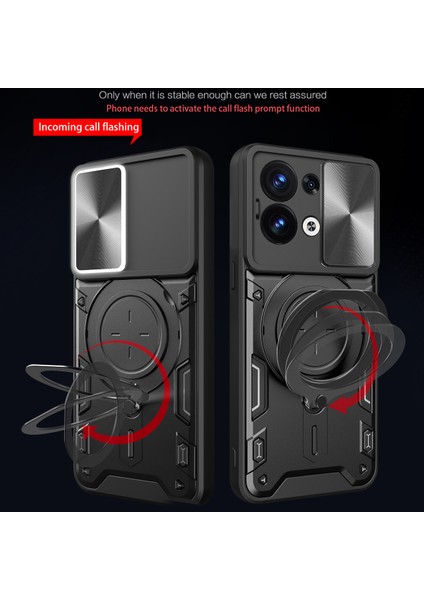Oppo Reno8 5g Için Çift Katmanlı Telefon Kılıfı, Slayt Kamera Kapağı ve Metal Gizli Braket ile Siyah (Yurt Dışından) fiyatları