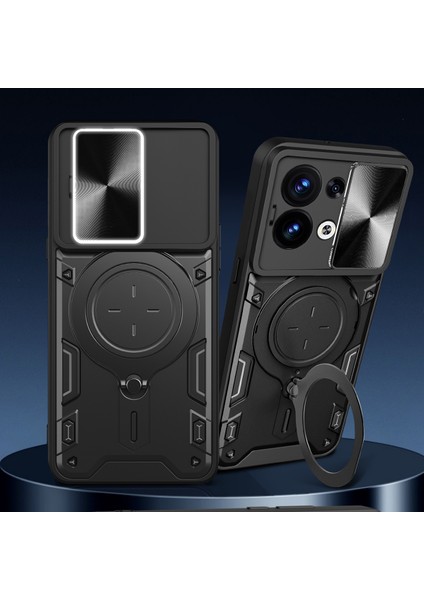 Oppo Reno8 5g Için Çift Katmanlı Telefon Kılıfı, Slayt Kamera Kapağı ve Metal Gizli Braket ile Siyah (Yurt Dışından) indirimleri