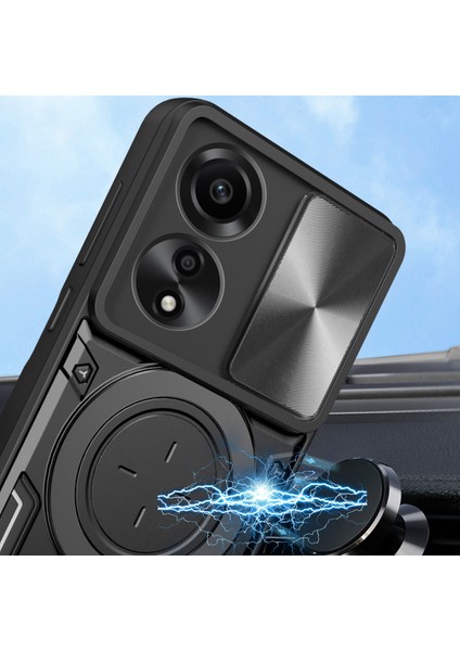 Oppo A78 4g Için Çift Katmanlı Telefon Kılıfı, Slayt Kamera Kapağı ve Metal Gizli Braket ile Kırmızı (Yurt Dışından) modelleri