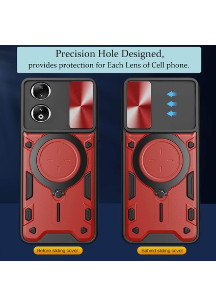 Honor 90 5g Için Çift Katmanlı Telefon Kılıfı, Slayt Kamera Kapağı ve Metal Gizli Braket ile Kırmızı (Yurt Dışından) fiyatları