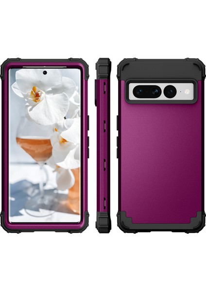Google Pixel 7 Pro Için Yumuşak Silikon Sert Pc Tampon Telefon Kılıfı - Rose Gold (Yurt Dışından)
