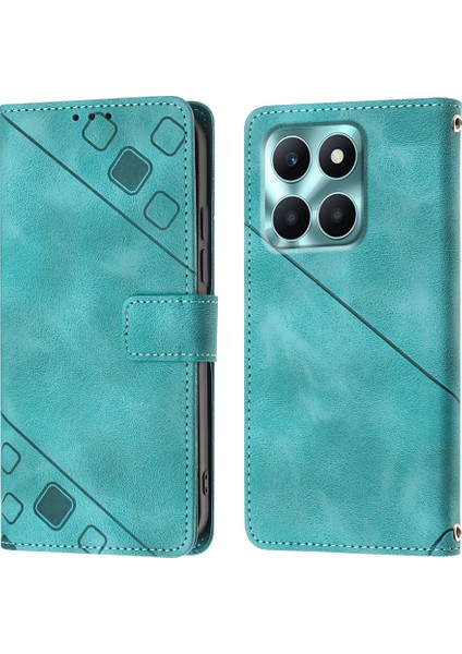 Honor X6A Için Kabartmalı Deri Cüzdan Stand Telefon Kılıfı - Yeşil (Yurt Dışından) modelleri