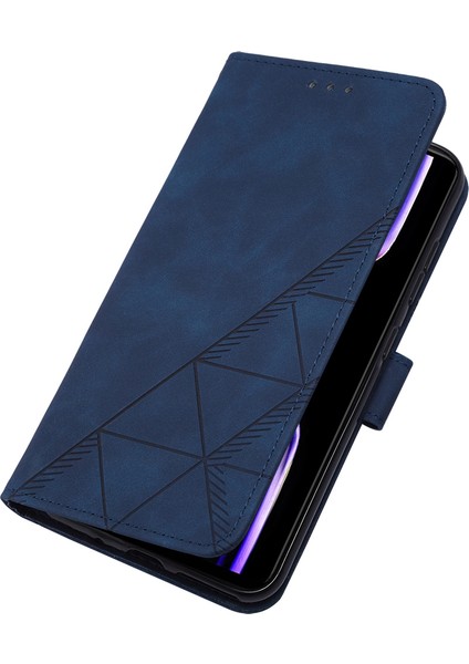 Xiaomi Poco F5 Pro /redmi K60 /K60 Pro Için Kabartmalı Pu Deri Stand Cüzdan Telefon Kılıfı - Mavi (Yurt Dışından)