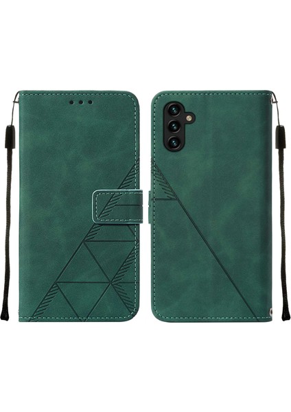 Samsung Galaxy A54 5g Için Kabartmalı Pu Deri Stand Cüzdan Telefon Kılıfı - Yeşil (Yurt Dışından)