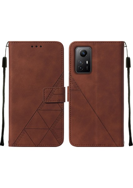 Xiaomi Redmi Note 12S 4g Için Kabartmalı Pu Deri Stand Cüzdan Telefon Kılıfı - Kahverengi (Yurt Dışından)
