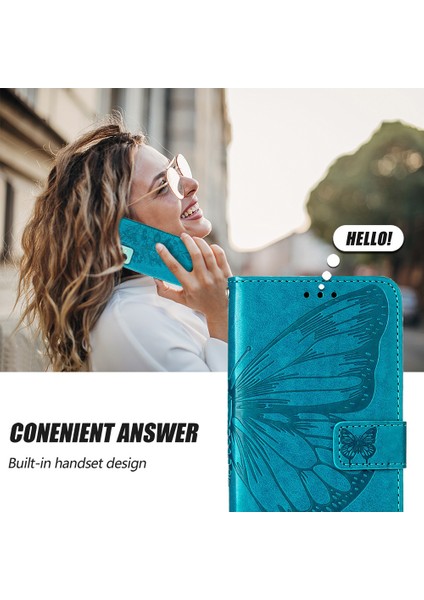Realme 10 Pro+ 5g Için Kelebek Pu Deri Çevirmeli Cüzdan Stand Telefon Kılıfı - Mavi (Yurt Dışından) modelleri