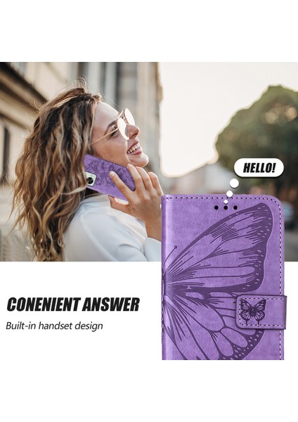 Tecno Spark 10C Için Kelebek Pu Deri Çevirmeli Cüzdan Stand Telefon Kılıfı - Mor (Yurt Dışından)