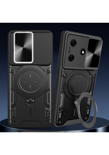 Tecno Spark 10 / Spark 10C Için Çift Katmanlı Telefon Kılıfı, Slayt Kamera Kapağı ve Metal Gizli Braket ile Siyah (Yurt Dışından) indirimleri