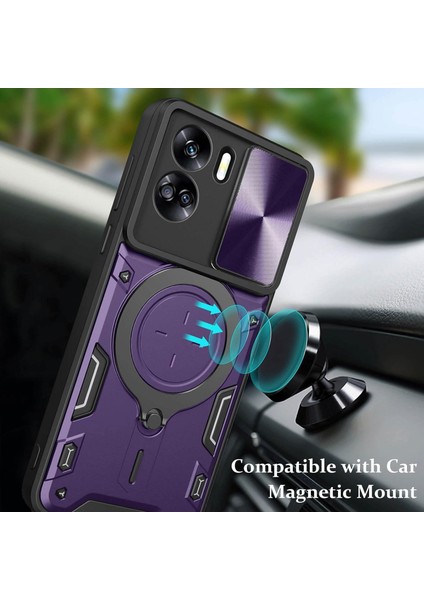 Honor 90 Lite 5g Için Çift Katmanlı Telefon Kılıfı, Slayt Kamera Kapağı ve Metal Gizli Braket ile Mor (Yurt Dışından) modelleri
